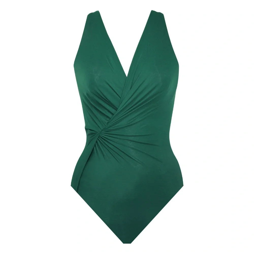 SOLD!Miraclesuit Twisted Sister Esmeralda Underwire Swimsuit in Malachite Green. - Picture 2 of 4